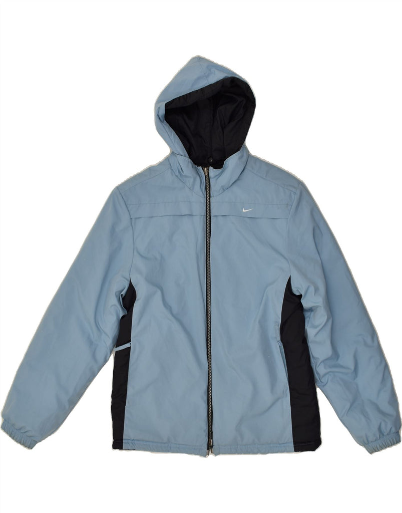 NIKE Womens Hooded Reversible Jacket UK 10/12 Medium Blue Colourblock | Vintage Nike | Thrift | Second-Hand Nike | Used Clothing | Messina Hembry 