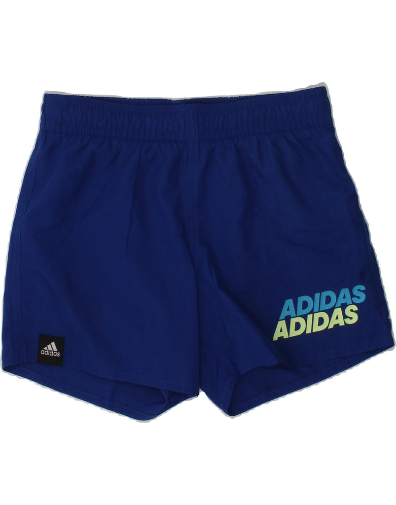 ADIDAS Boys Graphic Sport Shorts 7-8 Years Blue Polyester | Vintage Adidas | Thrift | Second-Hand Adidas | Used Clothing | Messina Hembry 