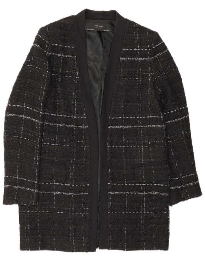 Zara Womens Open Overcoat UK 14 Medium Black Check