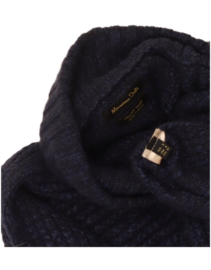 Massimo Dutti Womens Turtle Neck Jumper Sweater UK 10 Small Navy Blue