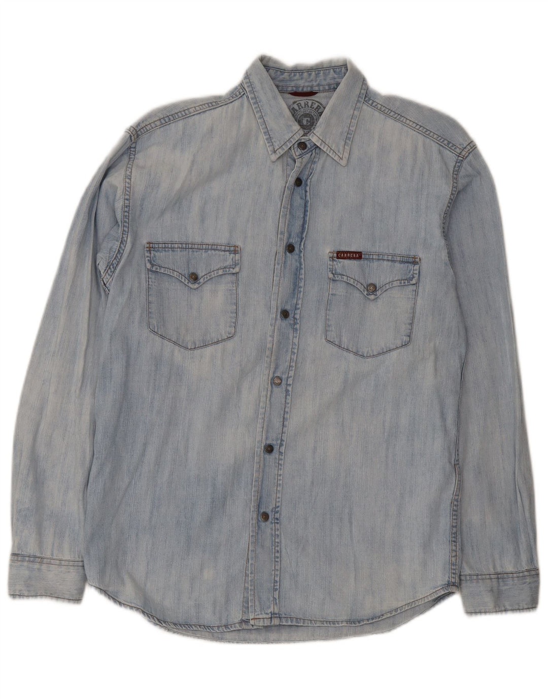 Carrera Mens Denim Shirt Medium Blue Cotton