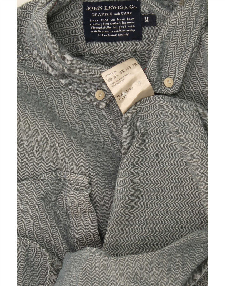 John Lewis Mens Shirt Medium Grey Herringbone Cotton