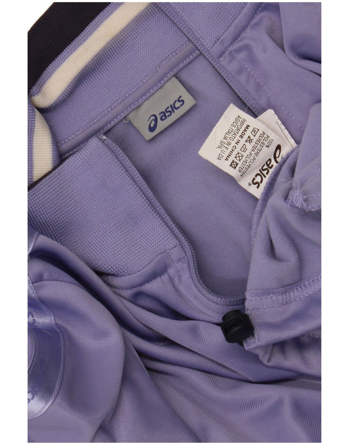 Asics Womens Graphic Tracksuit Top Jacket UK 12 Medium Purple Polyester