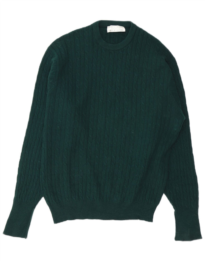 LYLE & SCOTT Mens Crew Neck Jumper Sweater Medium Green Cashmere Vintage Lyle & Scott and Second-Hand Lyle & Scott from Messina Hembry 