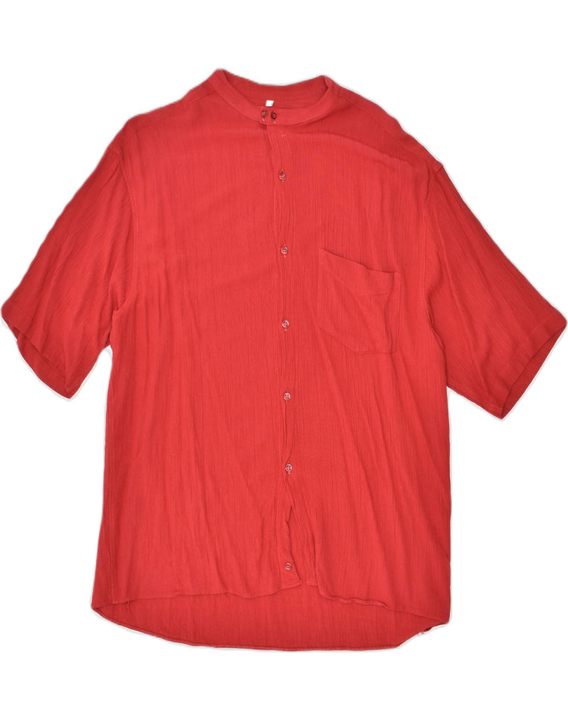 VINTAGE Mens Short Sleeve Shirt Large Red Viscose | Vintage | Thrift | Second-Hand | Used Clothing | Messina Hembry 