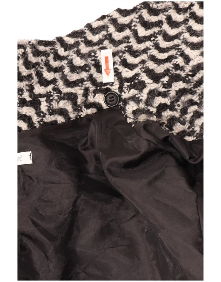 Vintage Womens Overcoat IT 50 XL Black Geometric Acetate