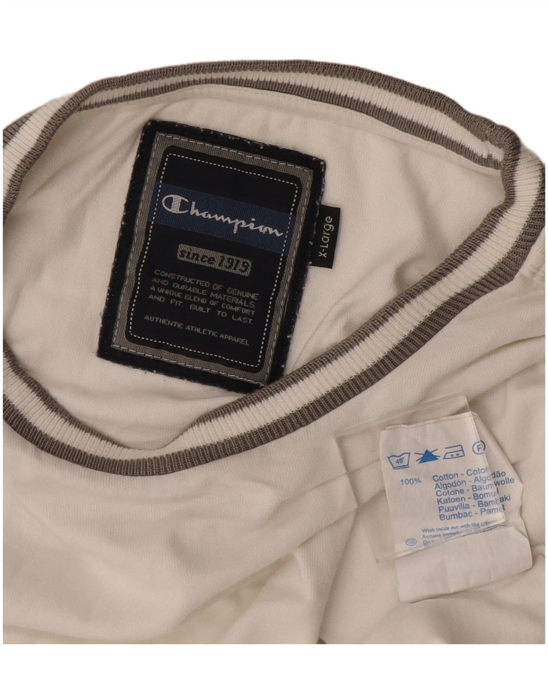 Champion Mens T-Shirt Top XL White Cotton