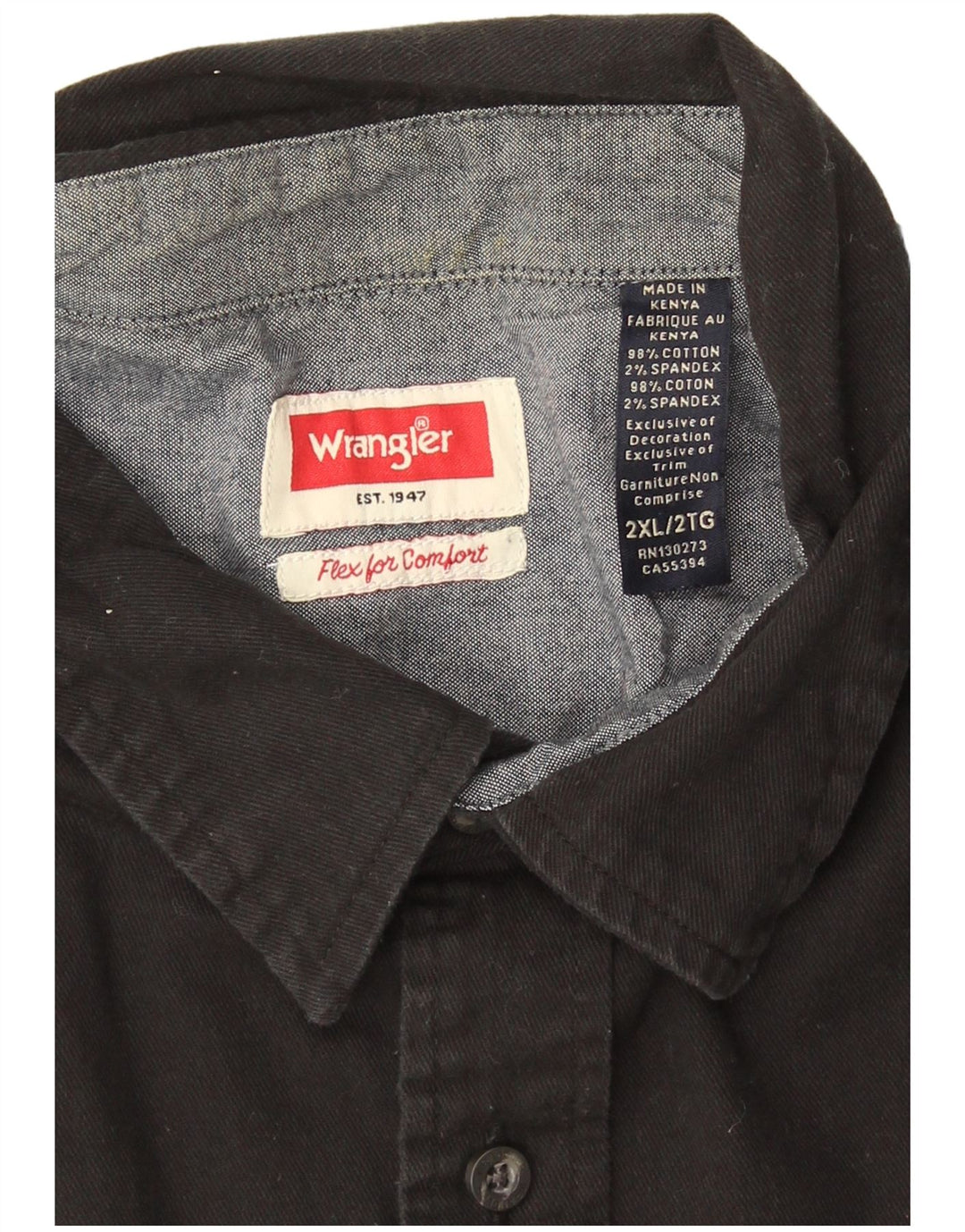 Wrangler Mens Shirt 2XL Black Cotton