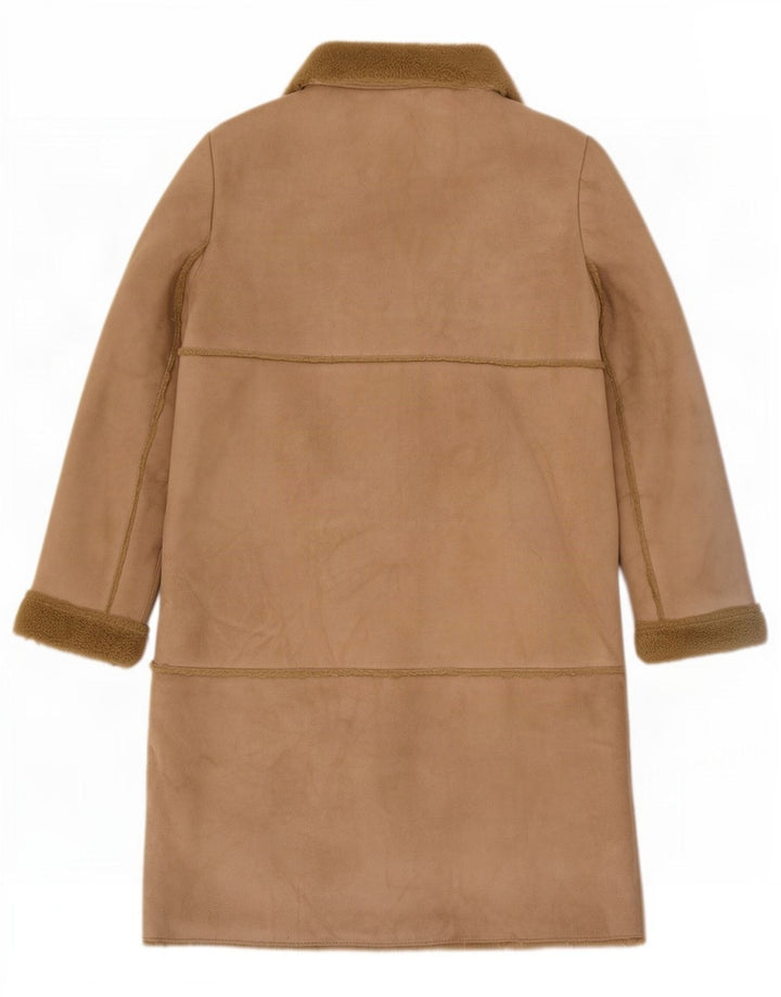 River Island Womens Sherpa Overcoat UK 14 Large Beige