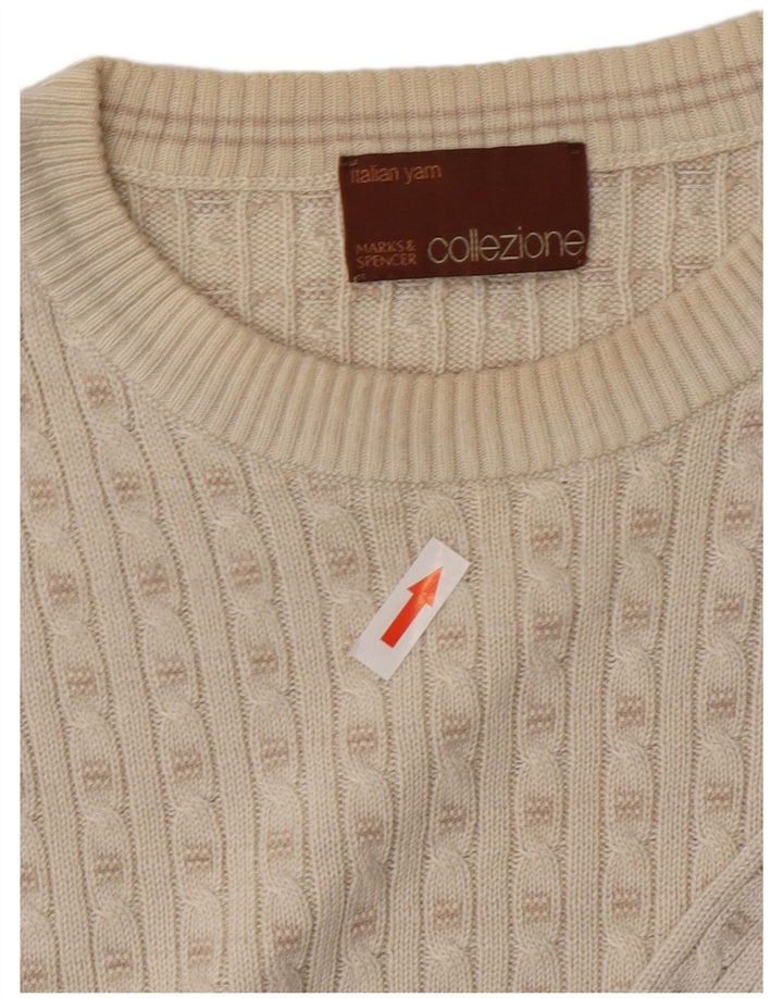 Marks & Spencer Mens Crew Neck Jumper Sweater Medium Off White Acrylic