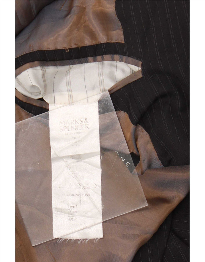 Marks & Spencer Mens 2 Button Blazer Jacket UK 42 Large Black Pinstripe