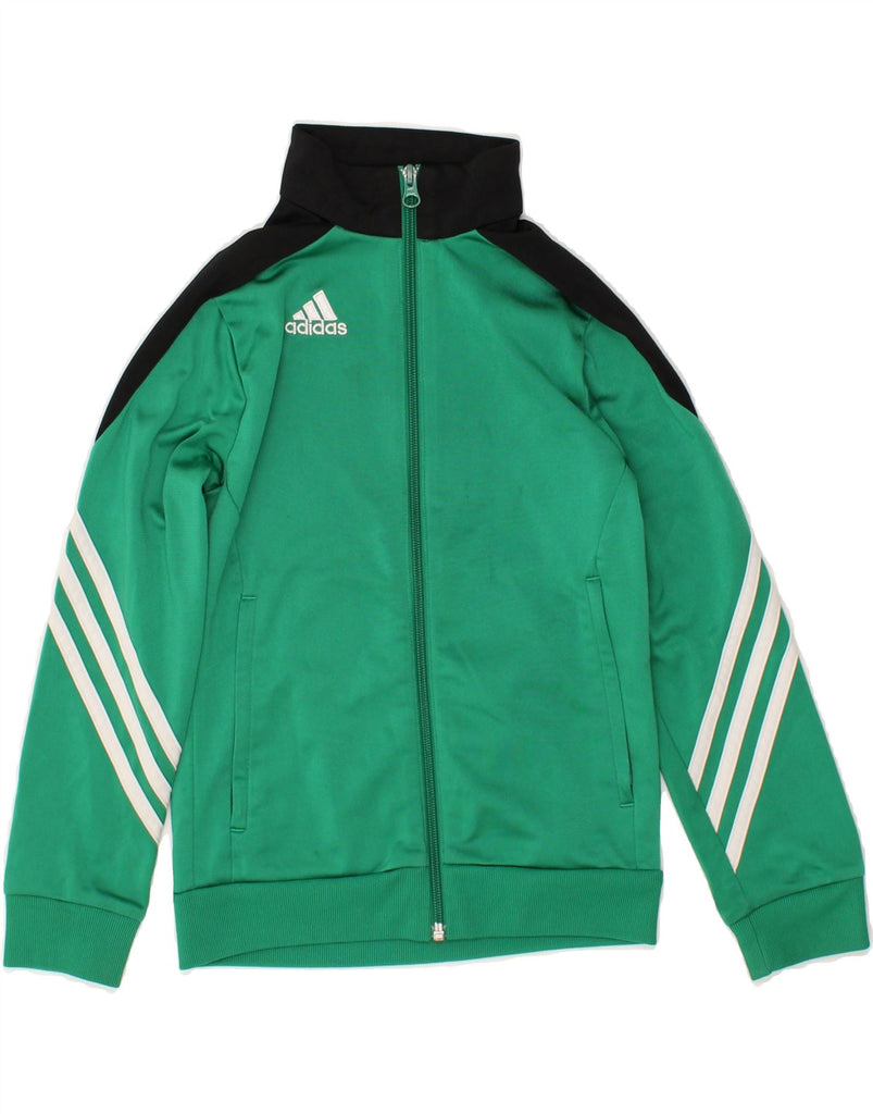 ADIDAS Boys Tracksuit Top Jacket 7-8 Years Green Colourblock | Vintage Adidas | Thrift | Second-Hand Adidas | Used Clothing | Messina Hembry 