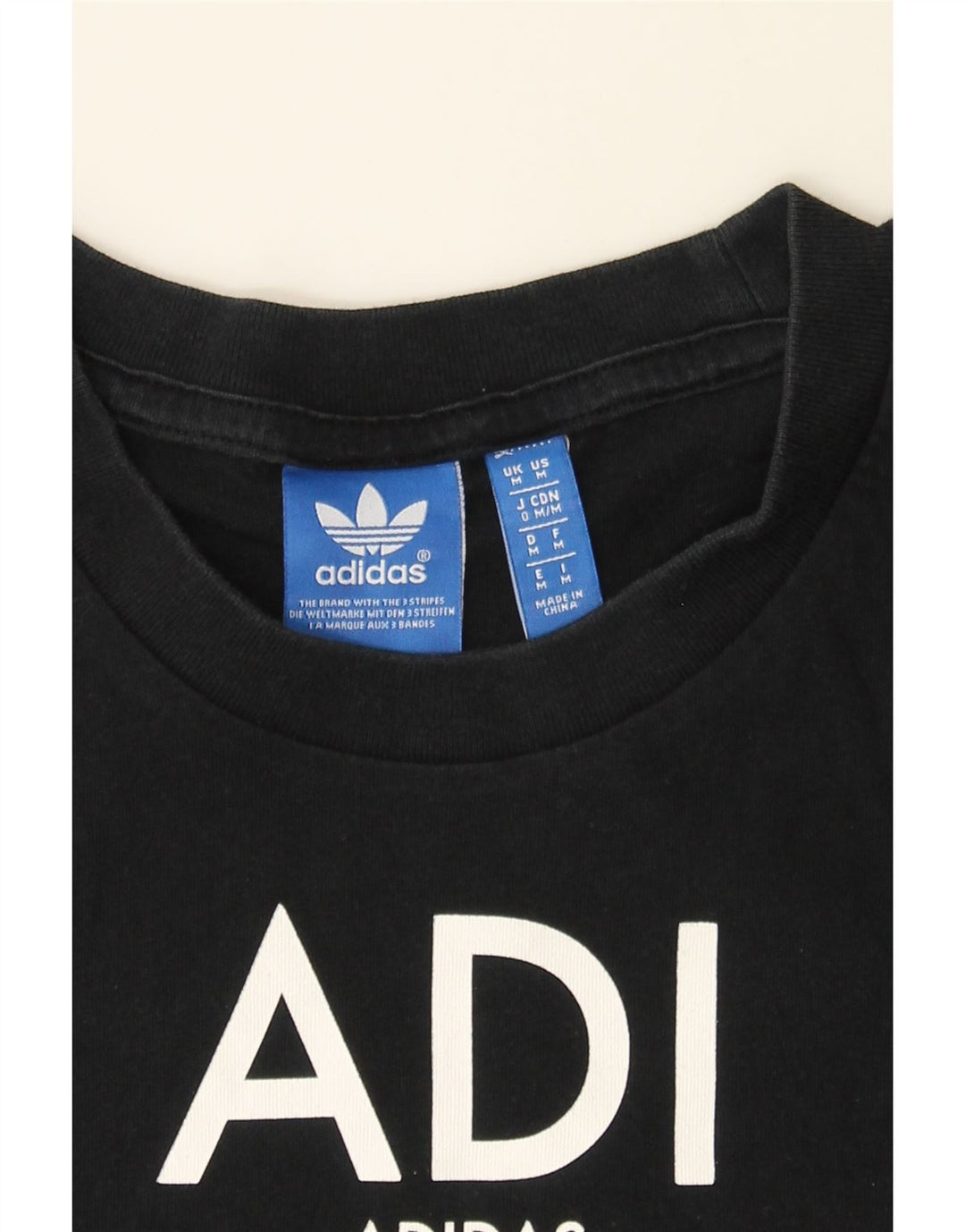 ADIDAS Mens Graphic T-Shirt Top Medium Black Cotton Vintage Adidas and Second-Hand Adidas from Messina Hembry 