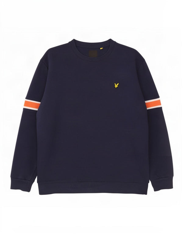 Lyle & Scott Mens Sweatshirt Jumper 2XL Navy Blue Colourblock Cotton