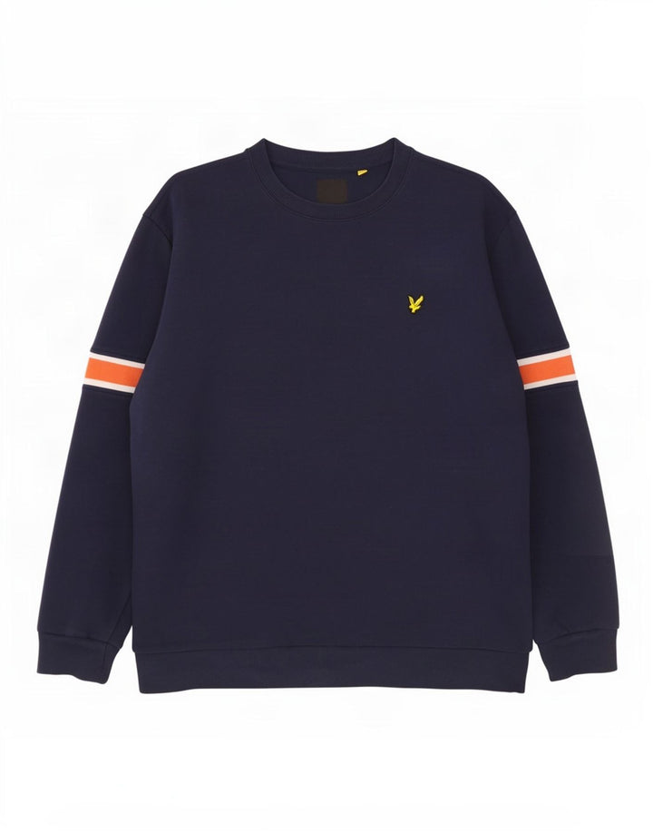 Lyle & Scott Mens Sweatshirt Jumper 2XL Navy Blue Colourblock Cotton