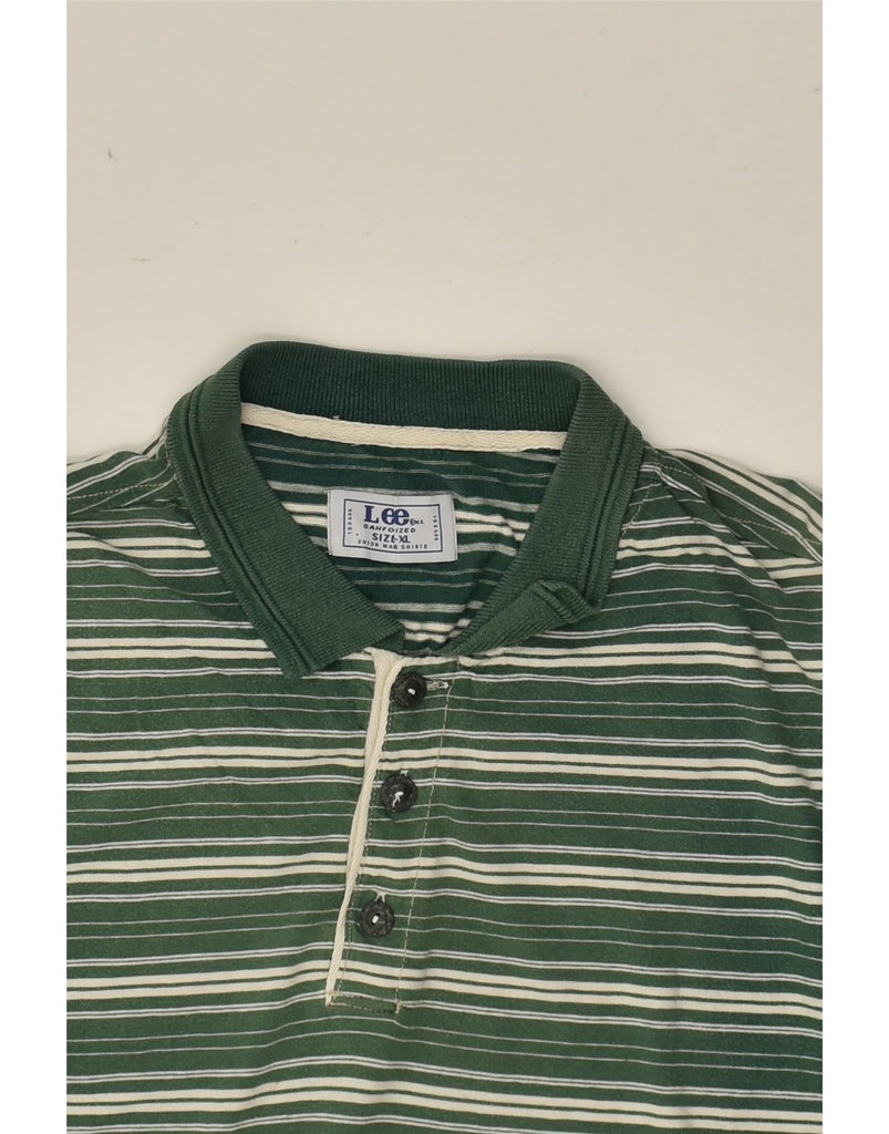 LEE Mens Polo Shirt XL Green Striped Cotton | Vintage Lee | Thrift | Second-Hand Lee | Used Clothing | Messina Hembry 