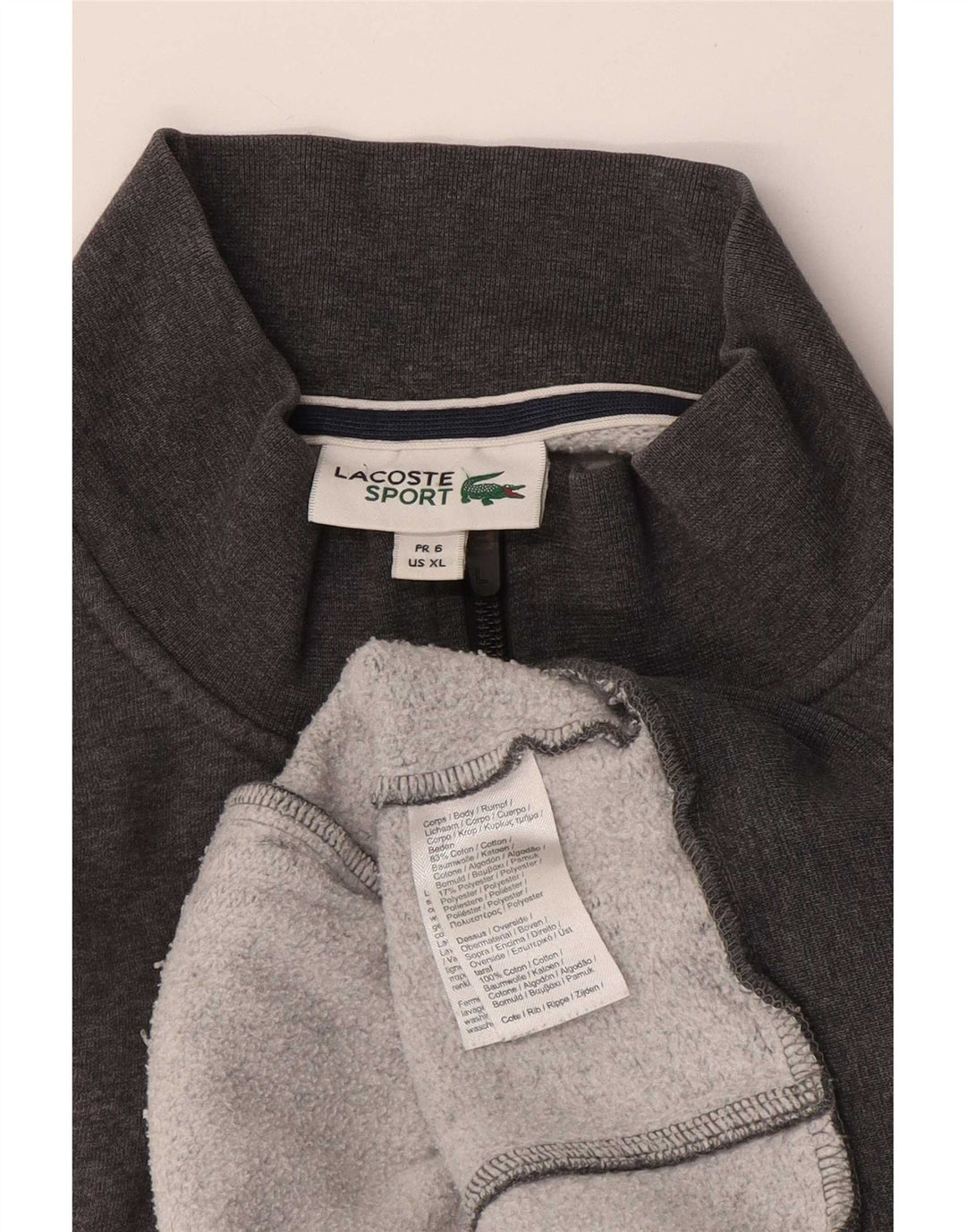 Lacoste Mens Tracksuit Top Jacket Size 6 XL Grey Cotton