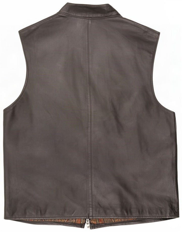 Vintage Mens Leather Utility Gilet UK 38 Medium Black