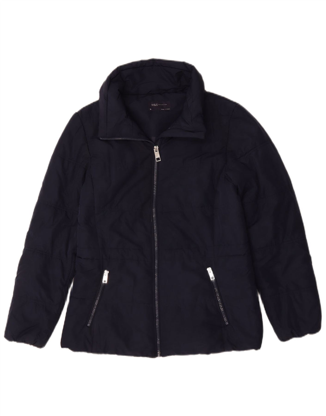 Marks & Spencer Womens Padded Jacket UK 10 Small Navy Blue Polyester