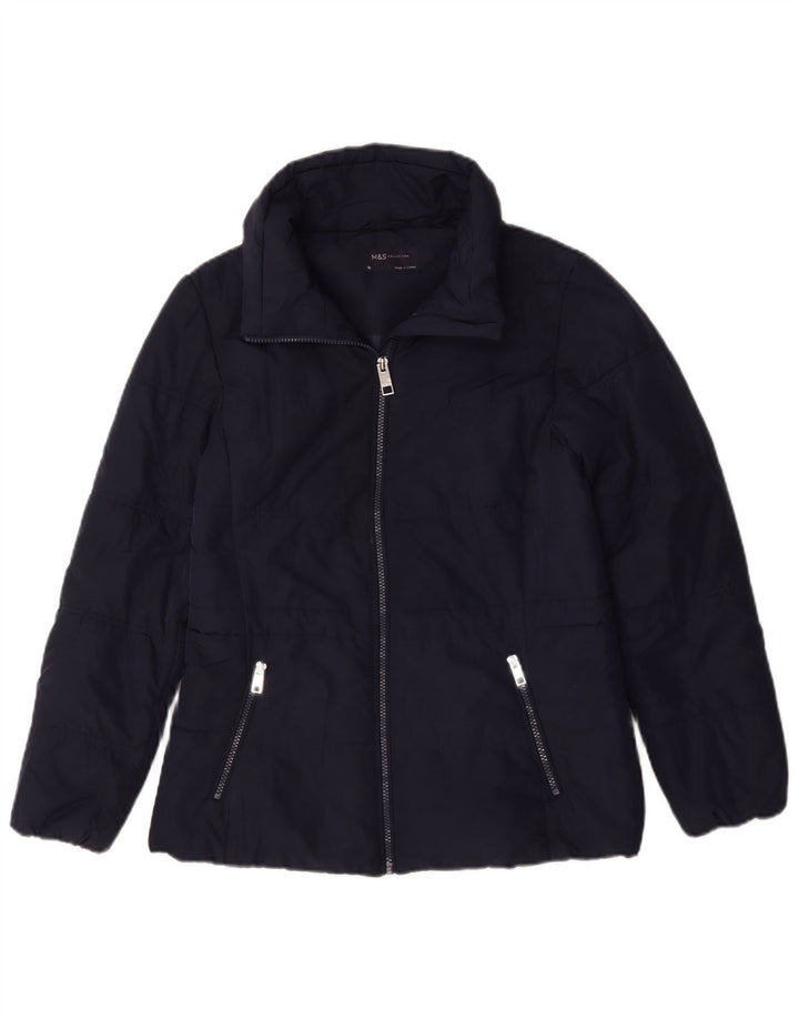 Marks & Spencer Womens Padded Jacket UK 10 Small Navy Blue Polyester
