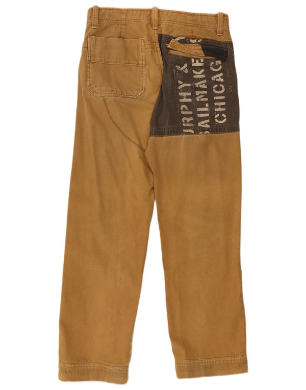Murphy & Nye Mens Graphic Straight Trousers W33 L32 Beige Colourblock