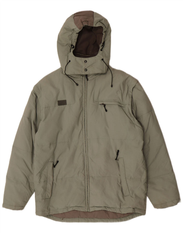 Fila Mens Hooded Padded Jacket UK 40 Large Khaki Polyamide