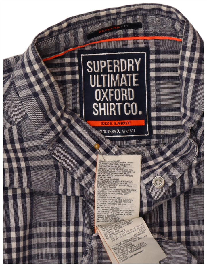 Superdry Mens Regular Fit Shirt Large Blue Check Cotton
