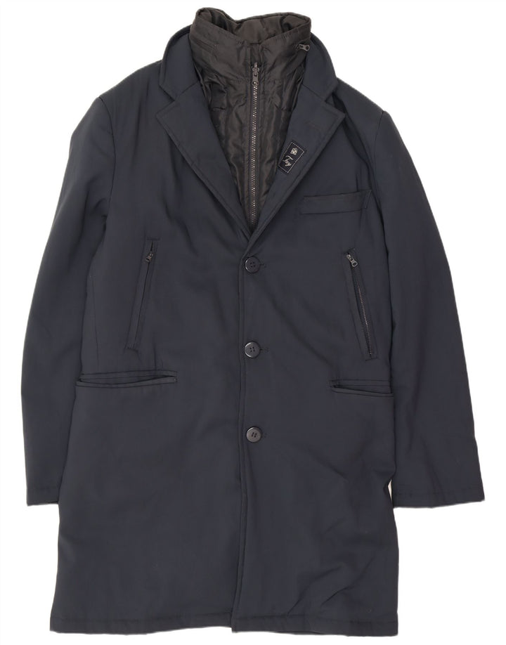 Fay Mens Overcoat UK 38 Medium Navy Blue