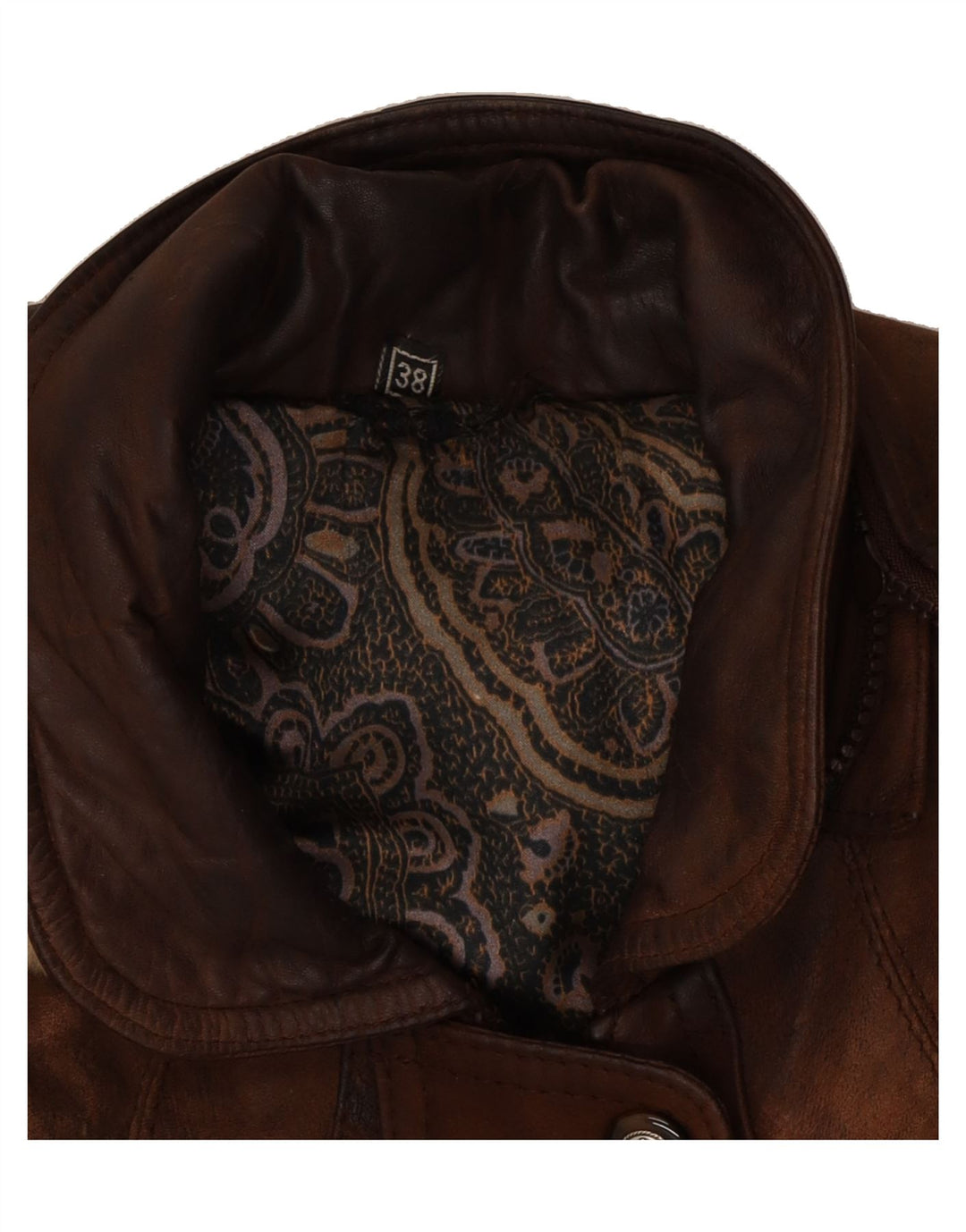 VINTAGE Womens Hooded Leather Coat EU 38 Medium Brown Vintage Vintage and Second-Hand Vintage from Messina Hembry 