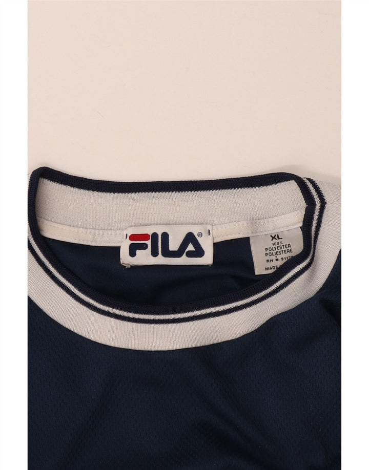 FILA Mens T-Shirt Top XL Navy Blue Polyester