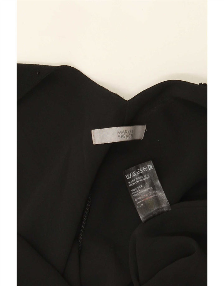 Marks & Spencer Womens Sleeveless Blouse Top UK 14 Medium Black Silk