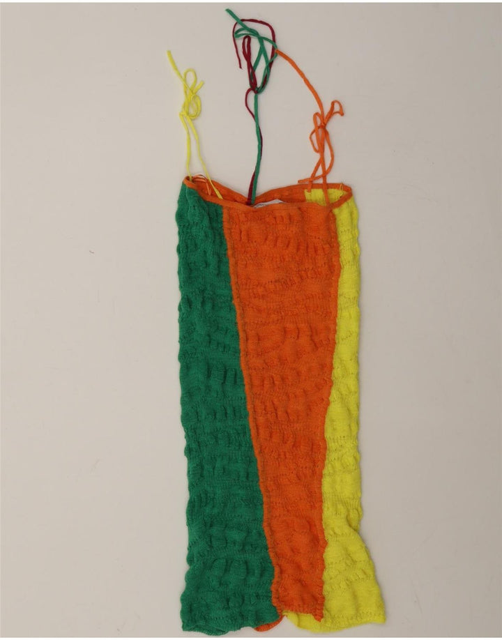 Zara Womens Knit Sundress UK 10 Small Multicoloured Colourblock Linen