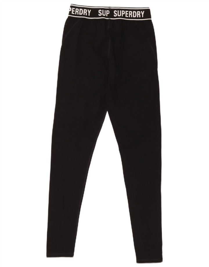 SUPERDRY Womens Graphic Leggings UK 8 Small Black Cotton