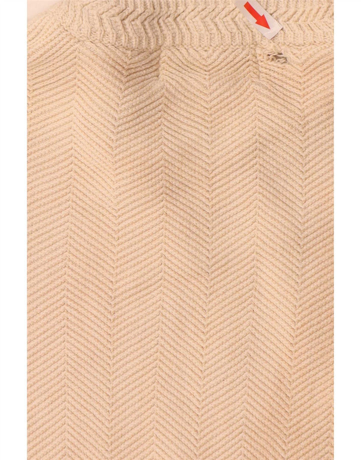 Chaps Mens Crew Neck Jumper Sweater XL Beige Herringbone Cotton
