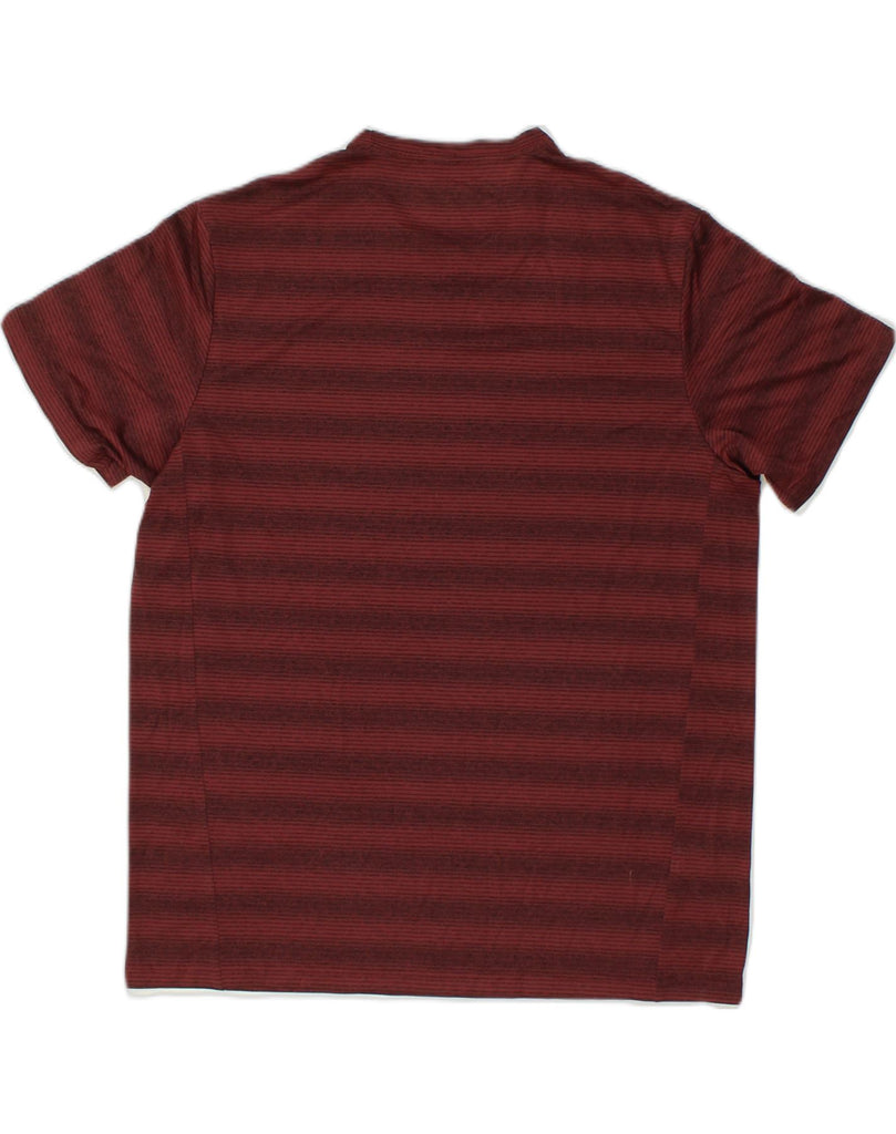 EDDIE BAUER Mens T-Shirt Top Large Burgundy Striped Polyester | Vintage Eddie Bauer | Thrift | Second-Hand Eddie Bauer | Used Clothing | Messina Hembry 