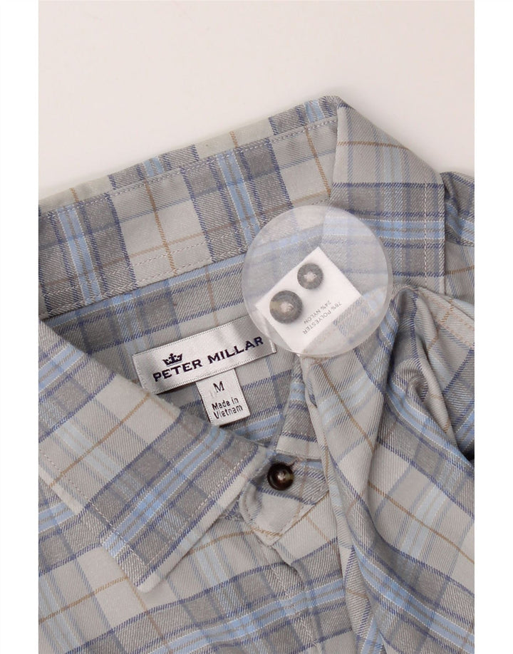 Peter Millar Mens Flannel Shirt Medium Grey Check Polyester