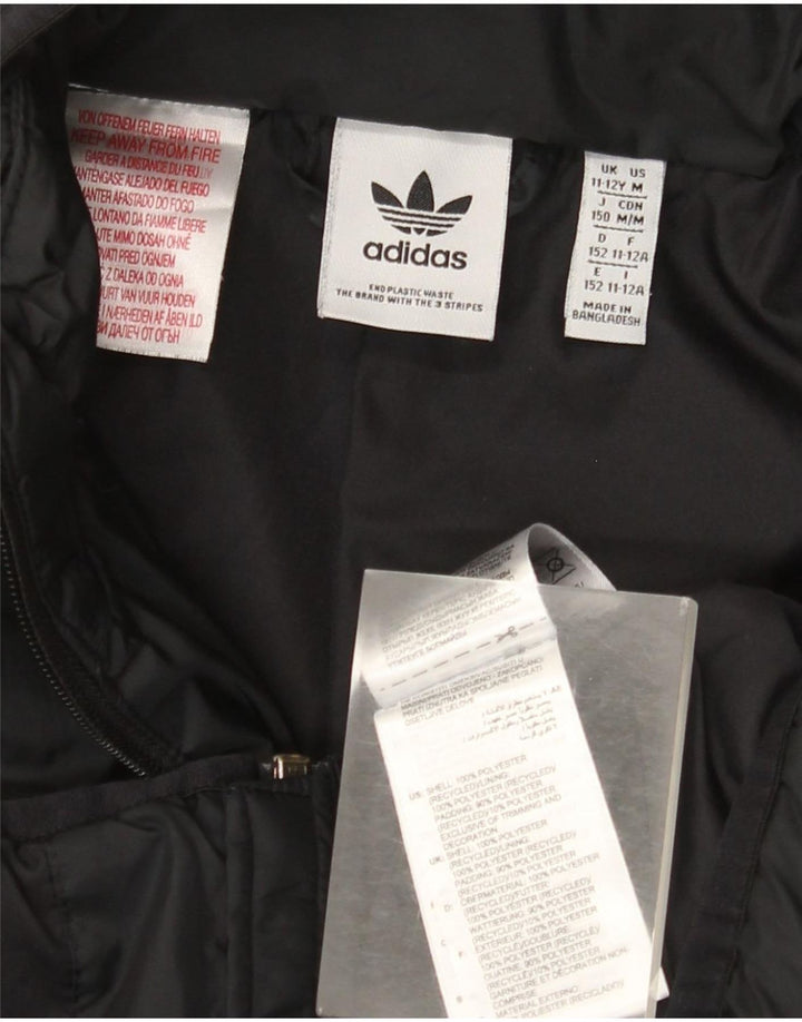 Adidas Boys Hooded Padded Jacket 11-12 Years Black Polyester