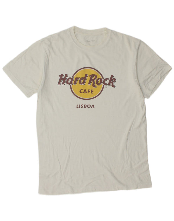 Hard Rock Cafe Mens Lisboa Graphic T-Shirt Top Medium White