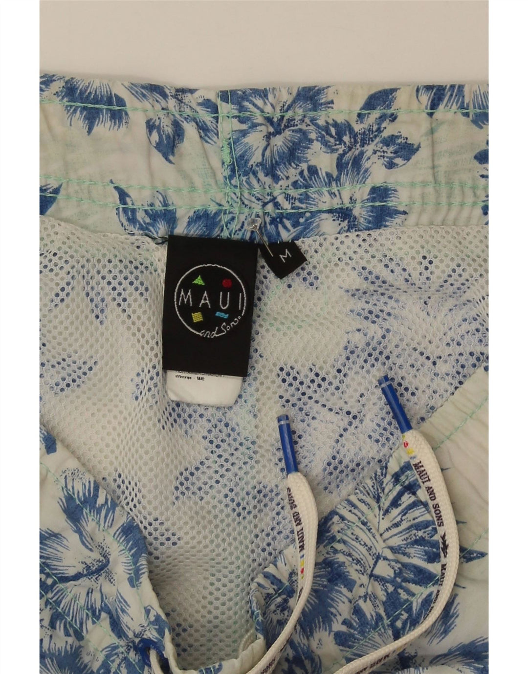 Maui and Sons Mens Swimming Shorts Medium  Blue Floral Polyamide
