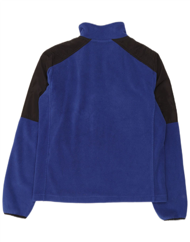 Calvin Klein Womens Graphic Fleece Jacket UK 10 Small Blue Colourblock