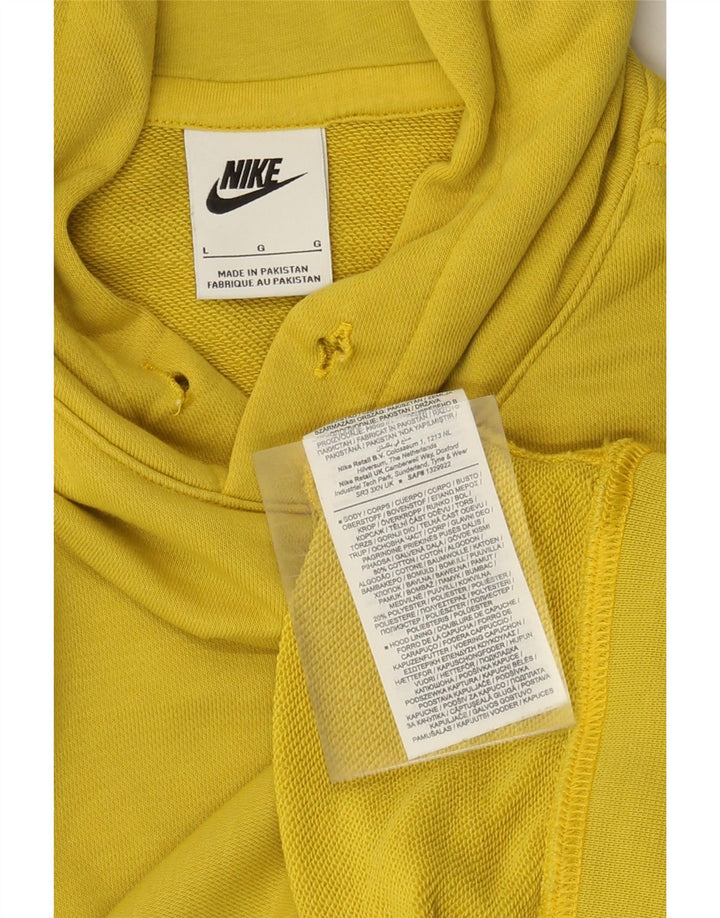Nike Mens Hoodie Jumper Large Yellow Cotton