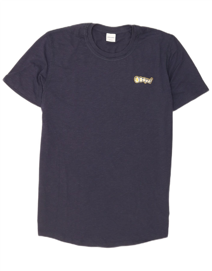 Jack & Jones Mens T-Shirt Top XL Navy Blue Polyester
