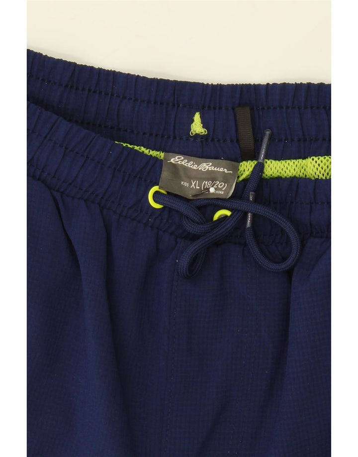 EDDIE BAUER Boys Sport Shorts 15-16 Years XL  Navy Blue Check Vintage Eddie Bauer and Second-Hand Eddie Bauer from Messina Hembry 