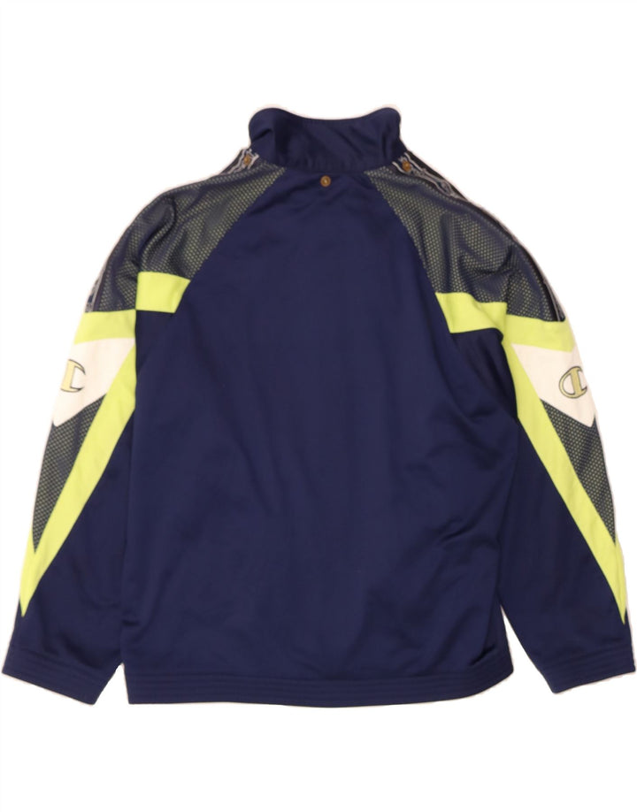 CHAMPION Mens Graphic Tracksuit Top Jacket Medium Navy Blue Colourblock Vintage Champion and Second-Hand Champion from Messina Hembry 