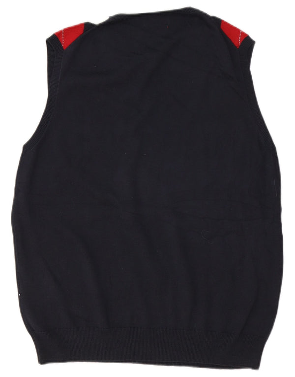 Kappa Mens Vest Tank Top Large Navy Blue Argyle/Diamond Cotton