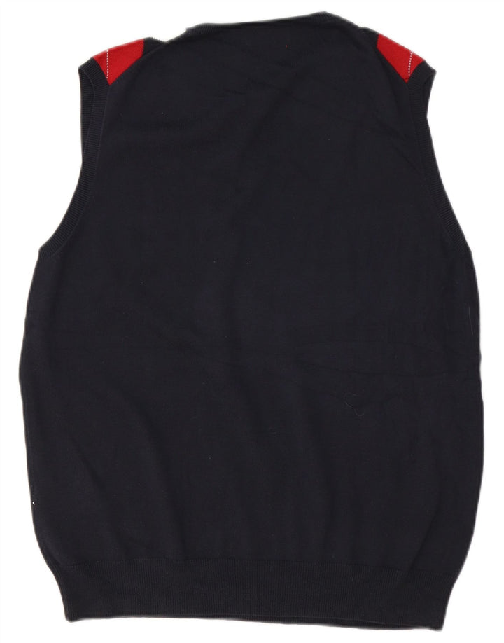 Kappa Mens Vest Tank Top Large Navy Blue Argyle/Diamond Cotton