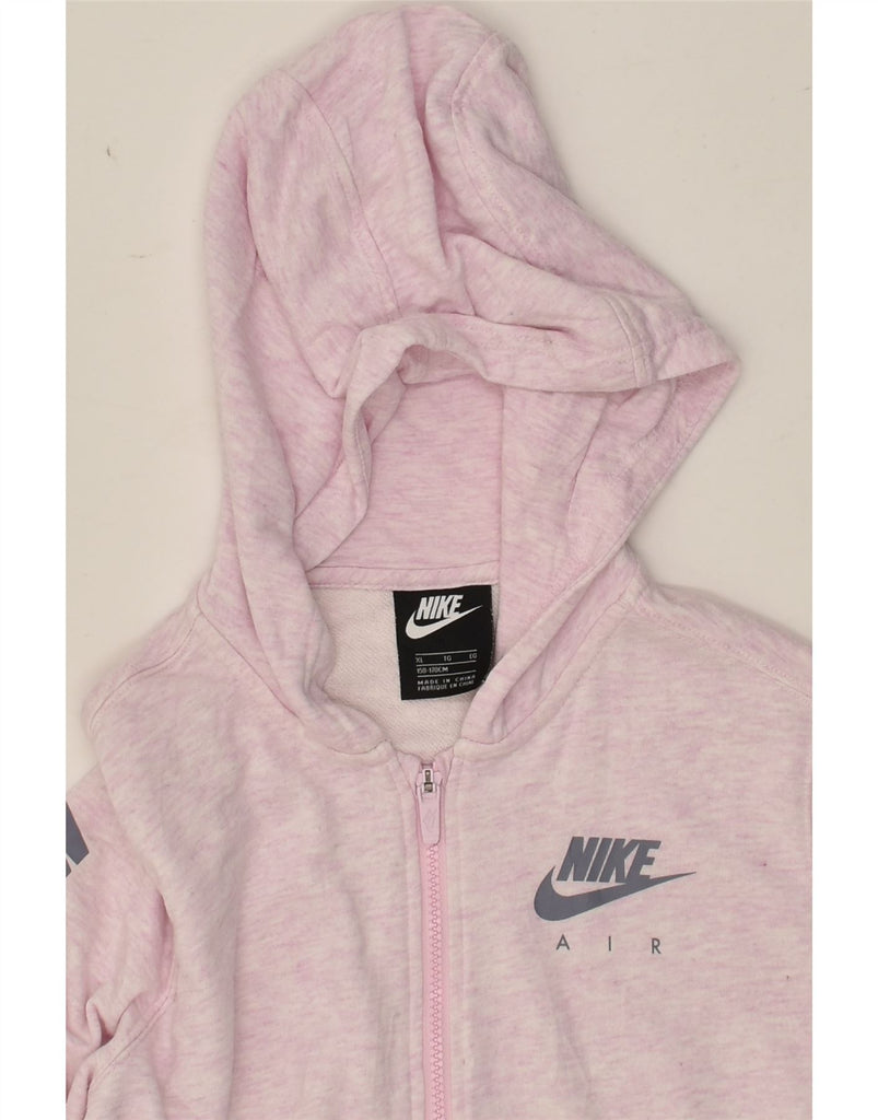 NIKE Girls Graphic Zip Hoodie Sweater 13-14 Years XL  Pink Flecked Cotton | Vintage Nike | Thrift | Second-Hand Nike | Used Clothing | Messina Hembry 