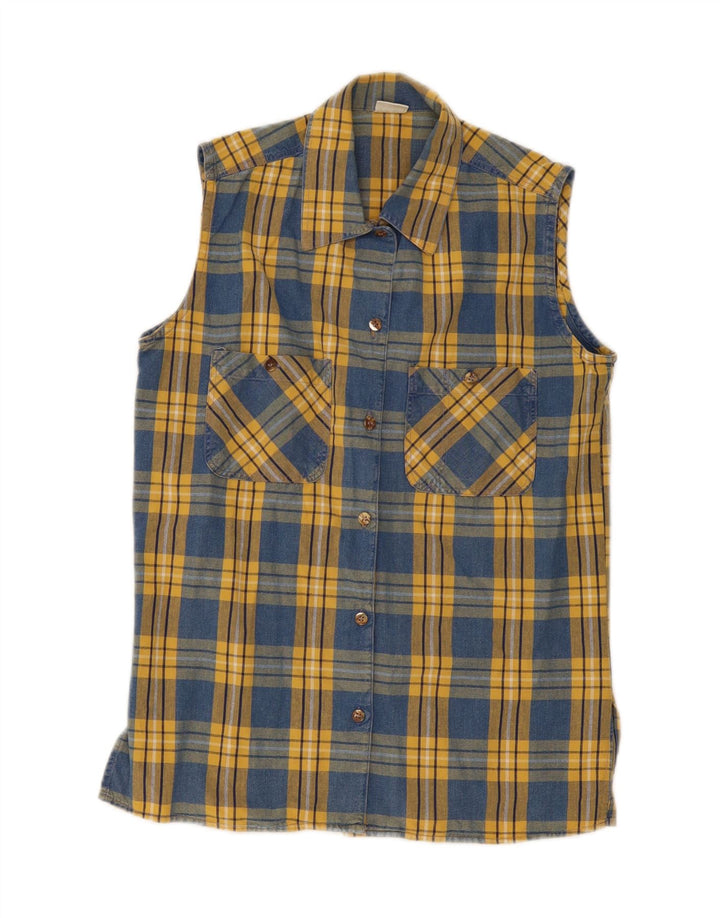 BENETTON Womens Sleeveless Shirt UK 12 Medium Multicoloured Check Vintage Benetton and Second-Hand Benetton from Messina Hembry 