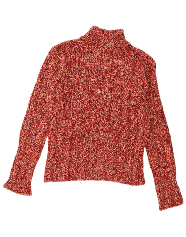 Vintage Womens Turtle Neck Jumper Sweater UK 14 Large Red Flecked Acrylic