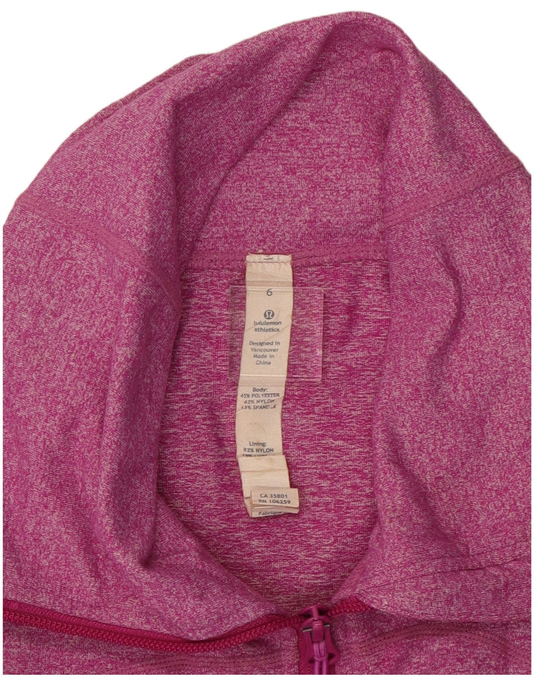 Lululemon Womens Tracksuit Top Jacket US 6 Medium Pink Flecked Polyester